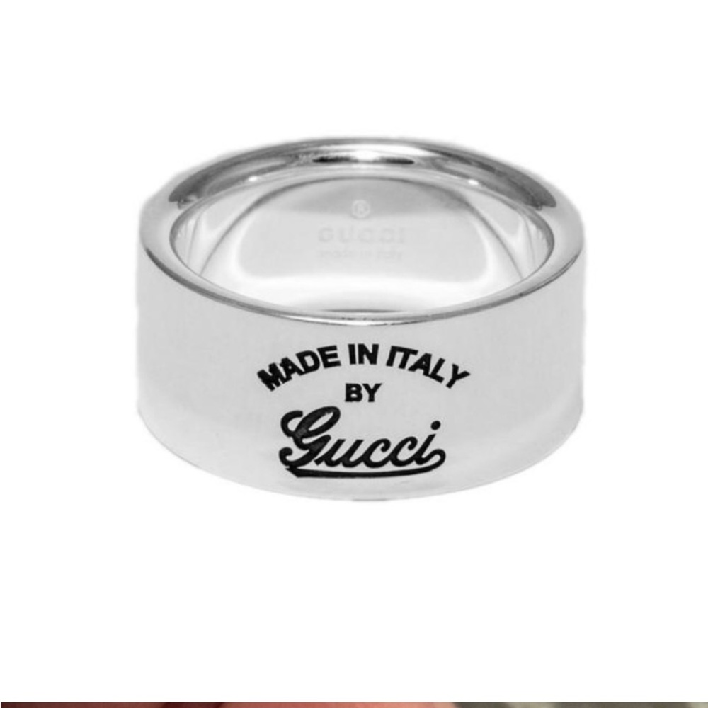 New Gucci Wide Band Sterling Silver Unisex Ring